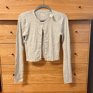 NWT Aerie Light Gray Cardigan and tank set with Scallop/Pointelle detail Small
